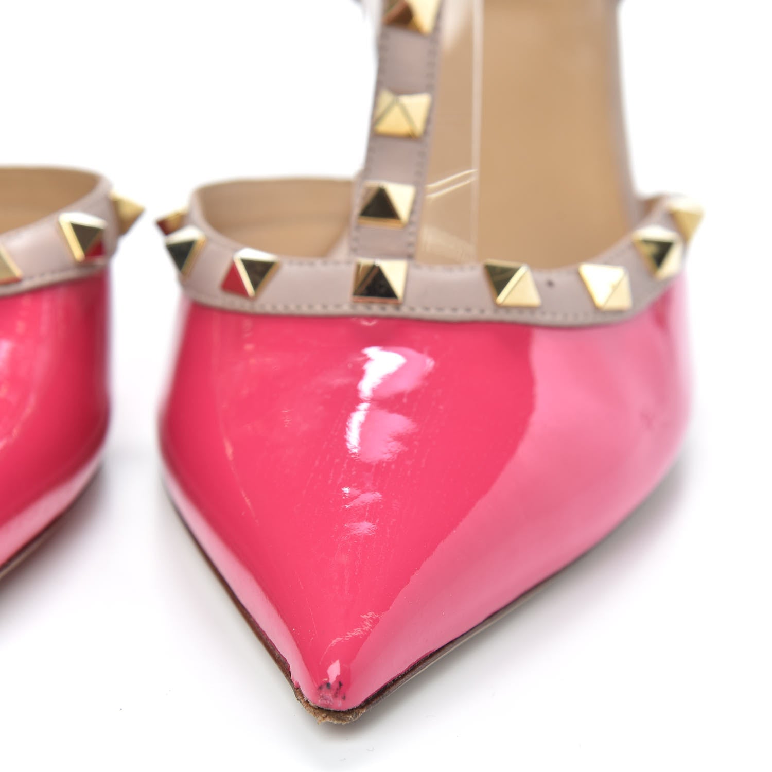 Valentino Garavani Patent Rockstud Ankle Strap Low Heel Pumps 40.5 Fuchsia Poudre 9 of 10