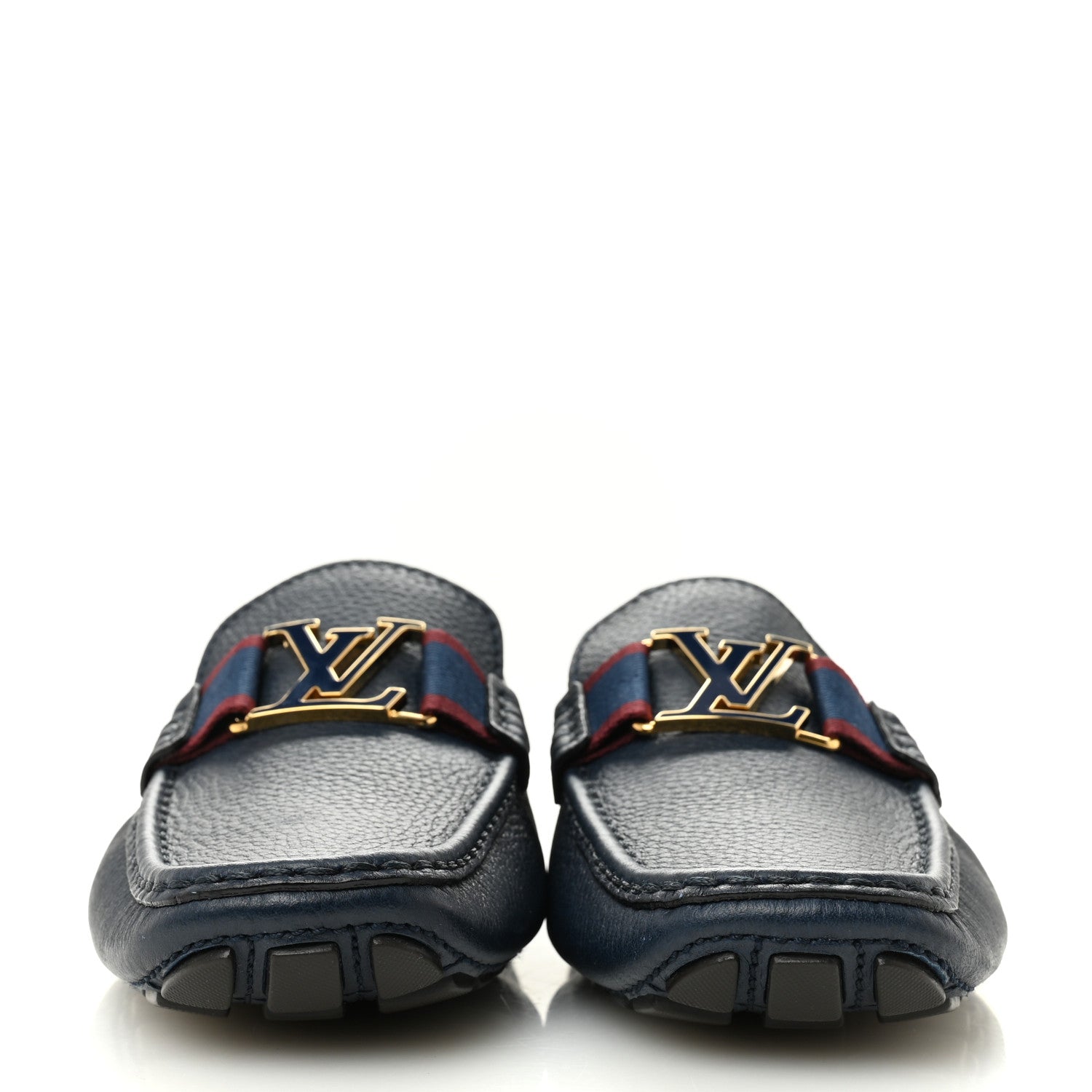 Louis Vuitton Grained Calfskin Mens Monte Carlo Car Shoe Moccasin Loafers 9 Blue 3 of 11