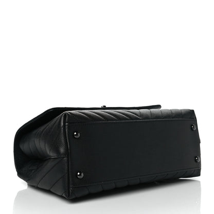 Chanel Caviar Chevron Quilted Small Coco Handle Flap So Black 4 of 11