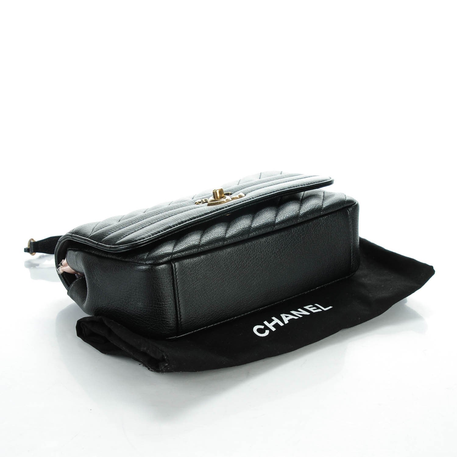 Chanel Shiny Goatskin Diagonal Quilted Smalll Flap Black 4 of 7