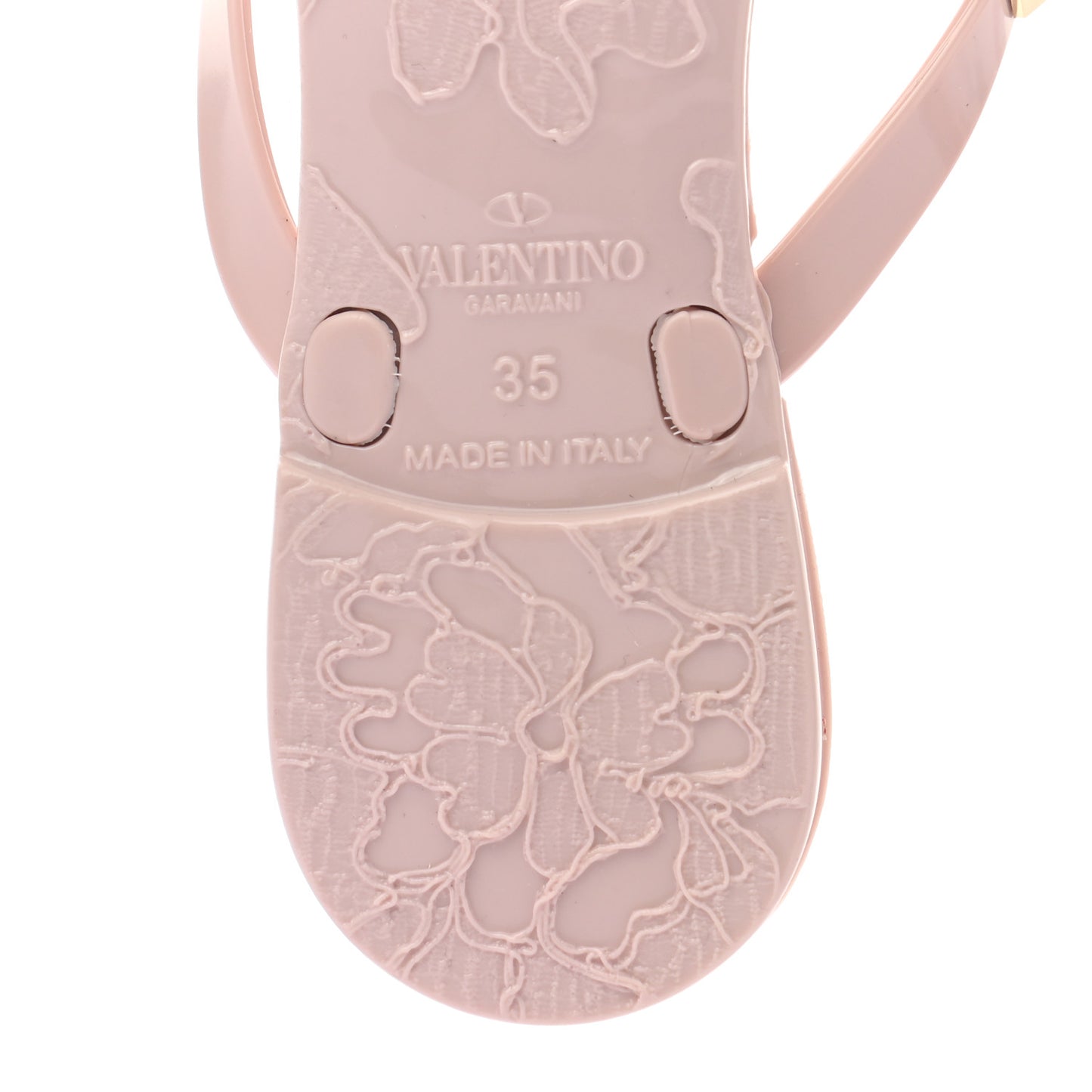 PVC Jelly Rockstud Bow Thong Sandals 35 Water Rose