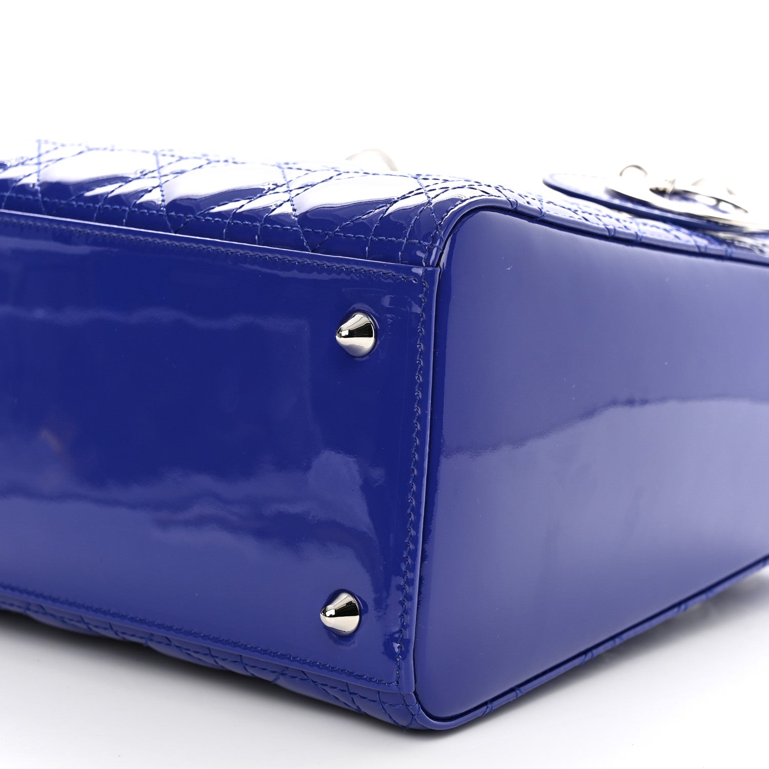 Christian Dior Patent Cannage Medium Lady Dior Blue 9 of 10