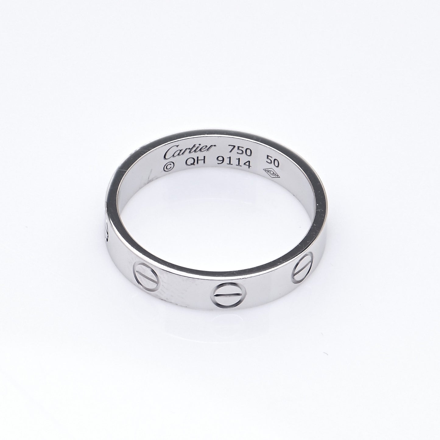 18K White Gold 3.5mm LOVE Wedding Band Ring 50 5.25