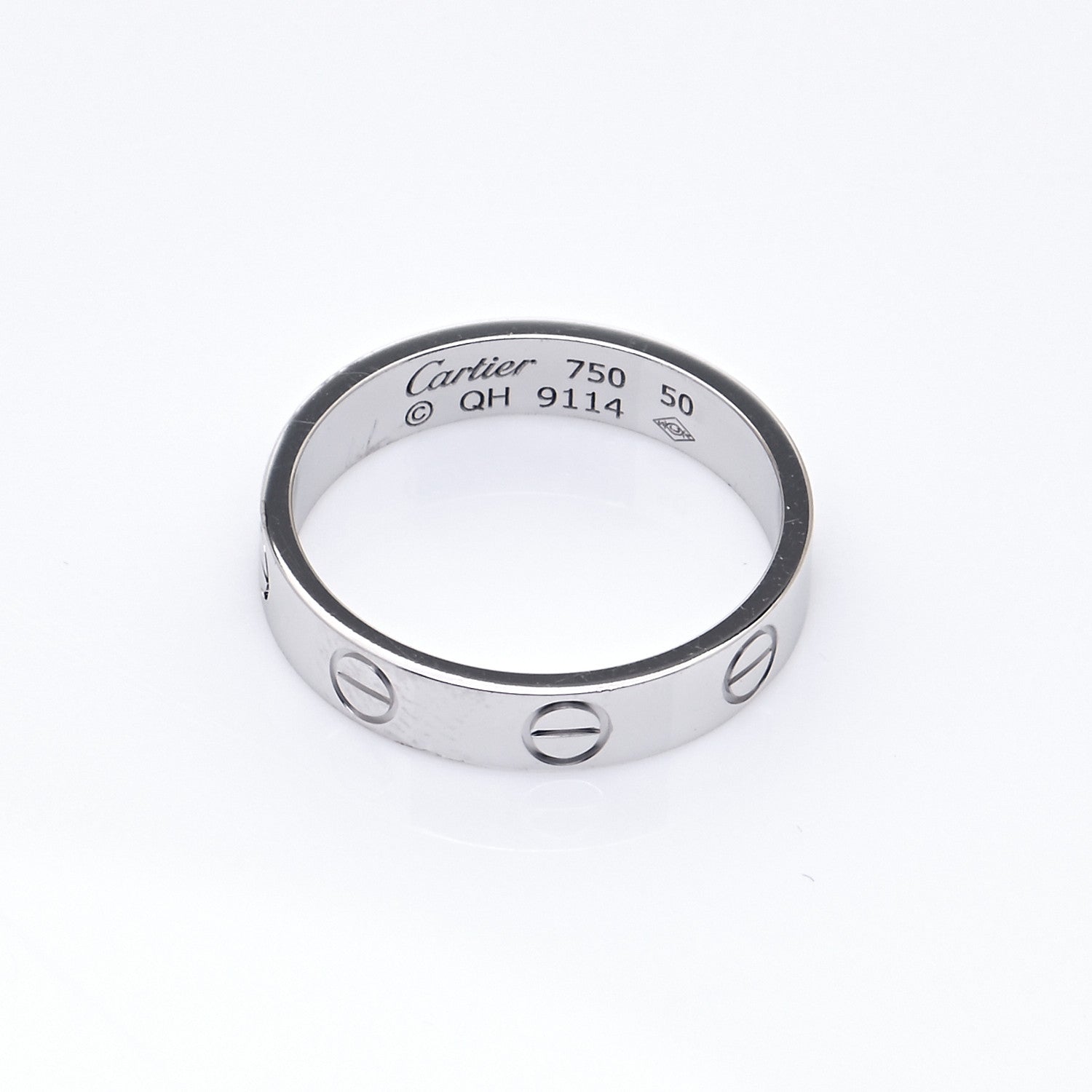 Cartier 18K White Gold 3.5mm LOVE Wedding Band Ring 50 5.25 5 of 6