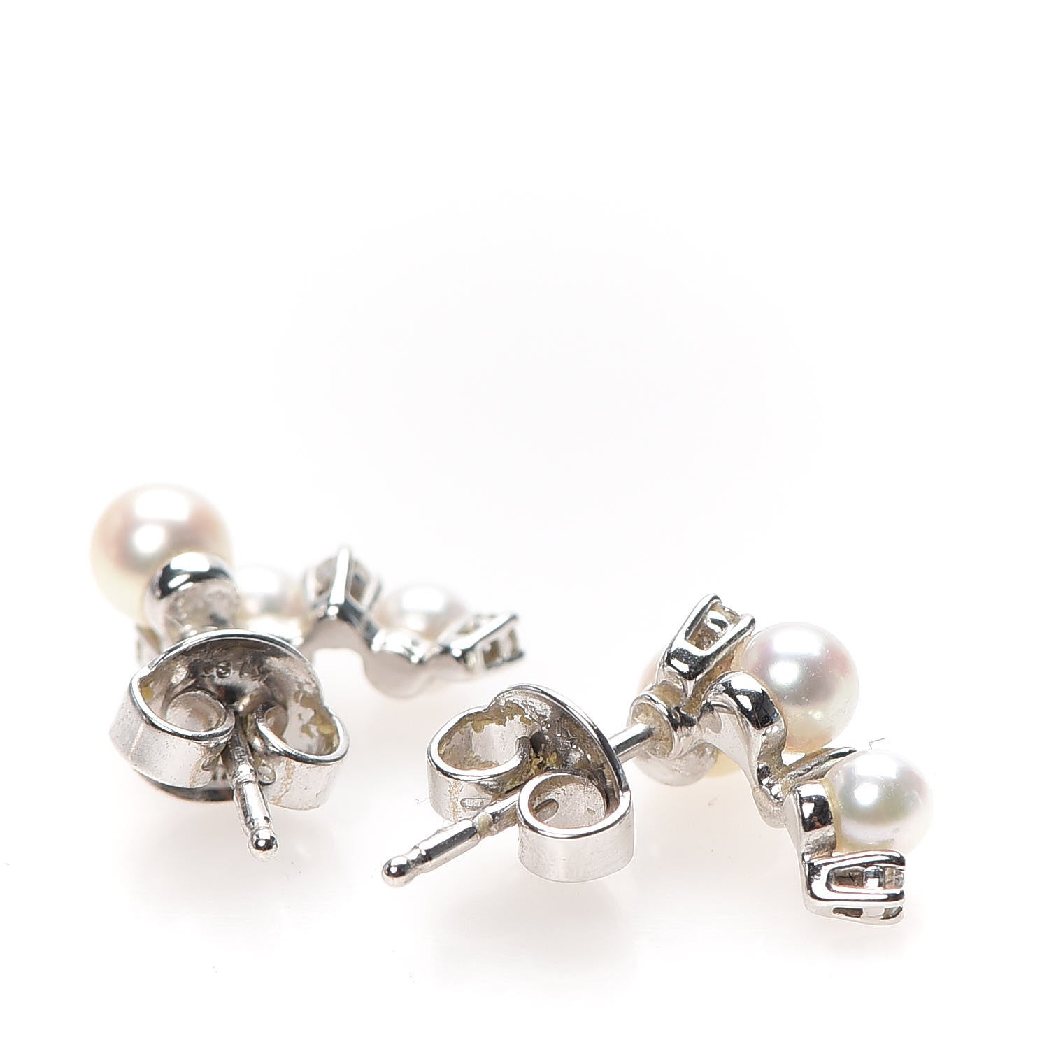Mikimoto 18K White Gold Diamond Akoya Pearl Bubbles Earrings 5 of 10