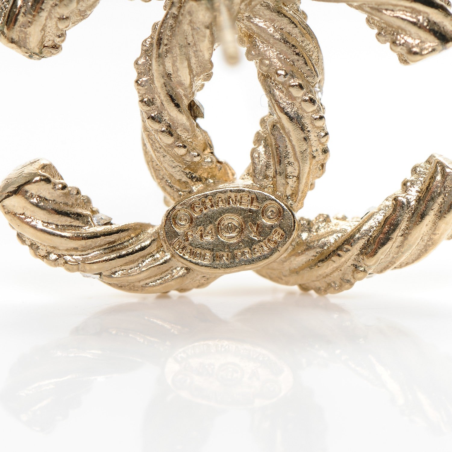 Chanel Crystal Twisted CC Earrings Gold 4 of 4