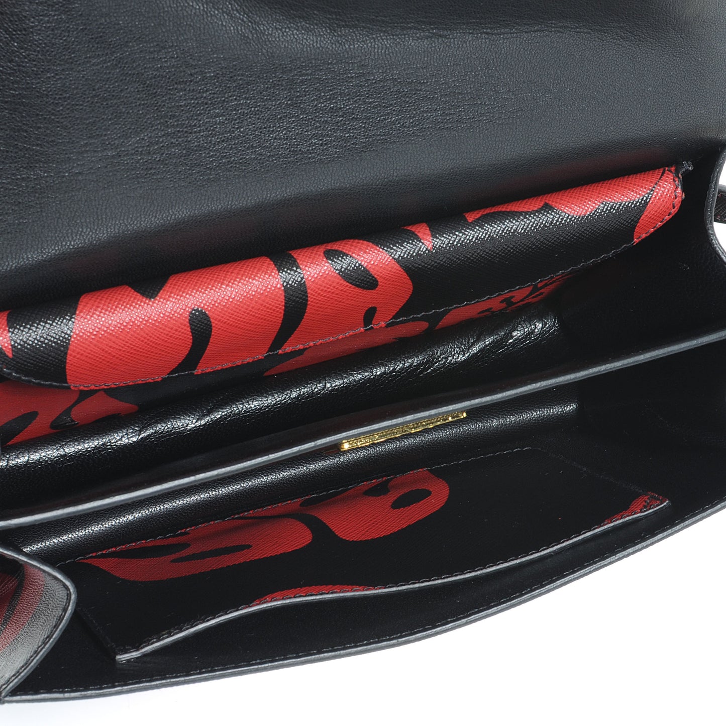 Saffiano Hibiscus Sound Shoulder Bag Black Rosso
