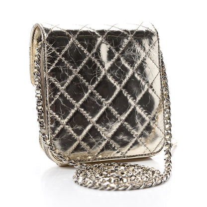 Chanel Crackled Aged Calfskin Mini Crossbody Flap Gold 3 of 13