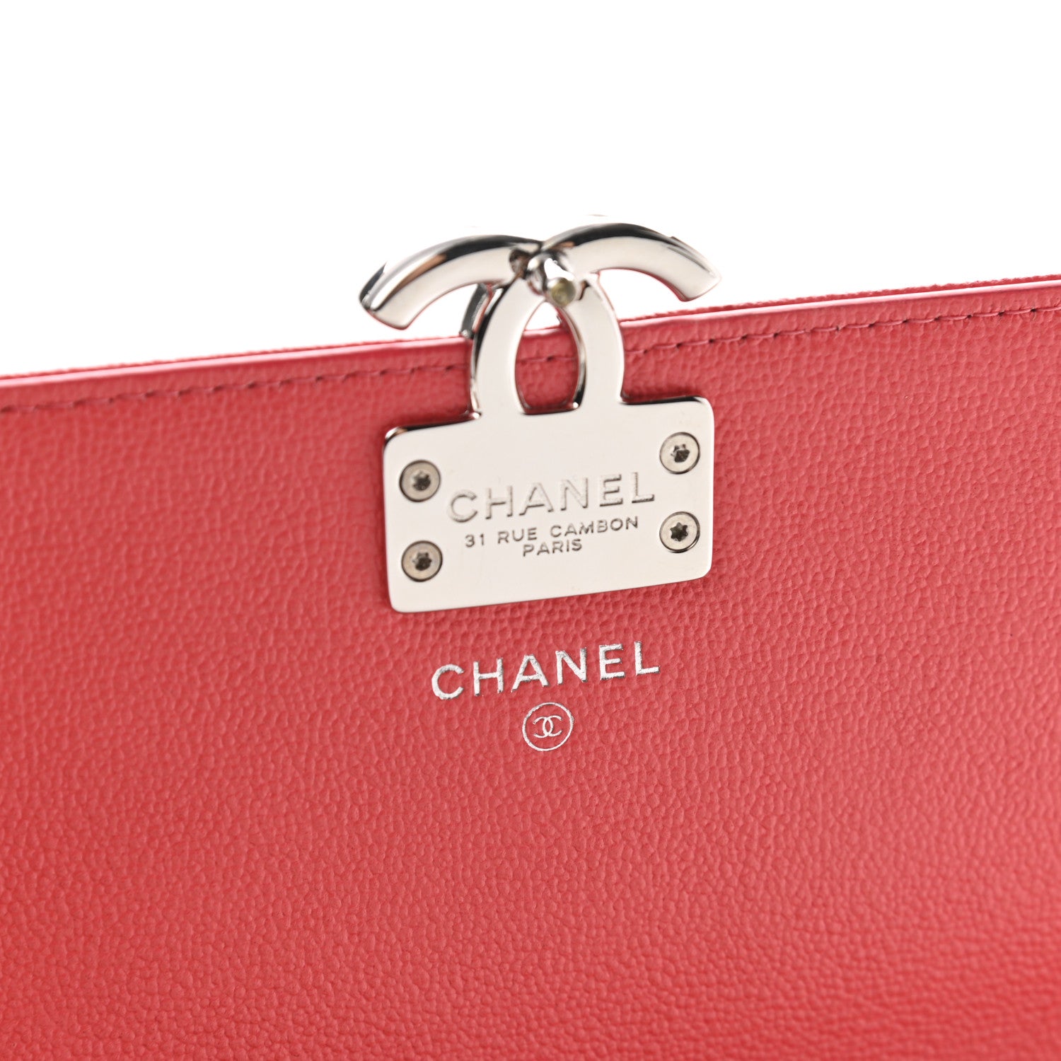 Chanel Grained Calfskin Quilted CC Box Pouch Red 6 of 8