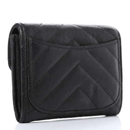 Chanel Crumpled Calfskin Chevron Quilted Reissue Card Holder Black 3 of 8