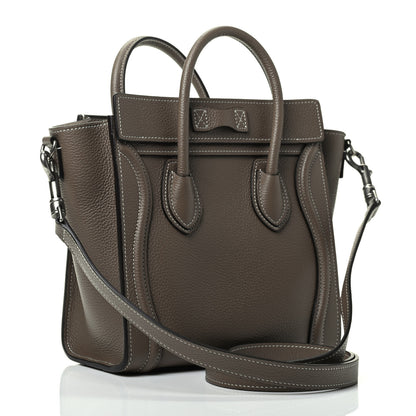Celine Drummed Calfskin Nano Luggage Souris 2 of 4