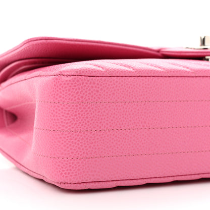 Chanel Caviar Chevron Quilted Medium Double Flap Pink 9 of 11
