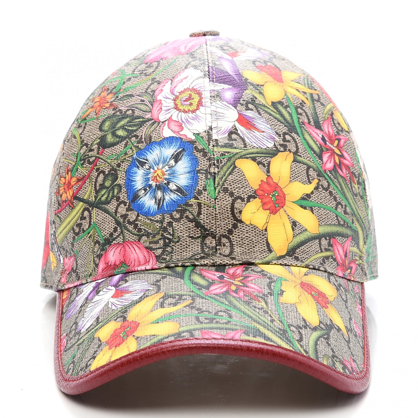 GG Supreme Monogram Flora Baseball Hat 56 S Red