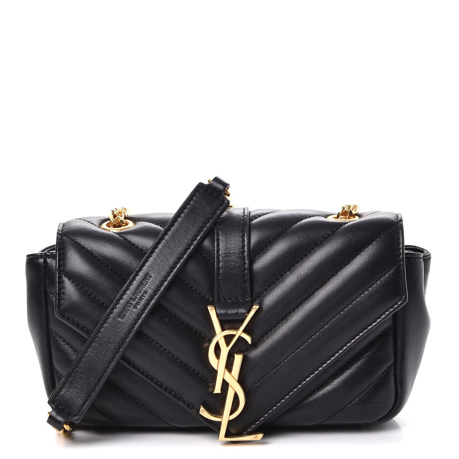Saint Laurent Calfskin Matelasse Chevron Monogram Classic Baby Chain Bag Black 1 of 10
