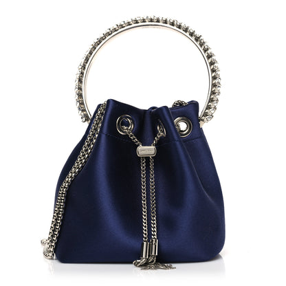 Jimmy Choo Satin Crystal Embellished Bon Bon Bag Navy Blue 1 of 9