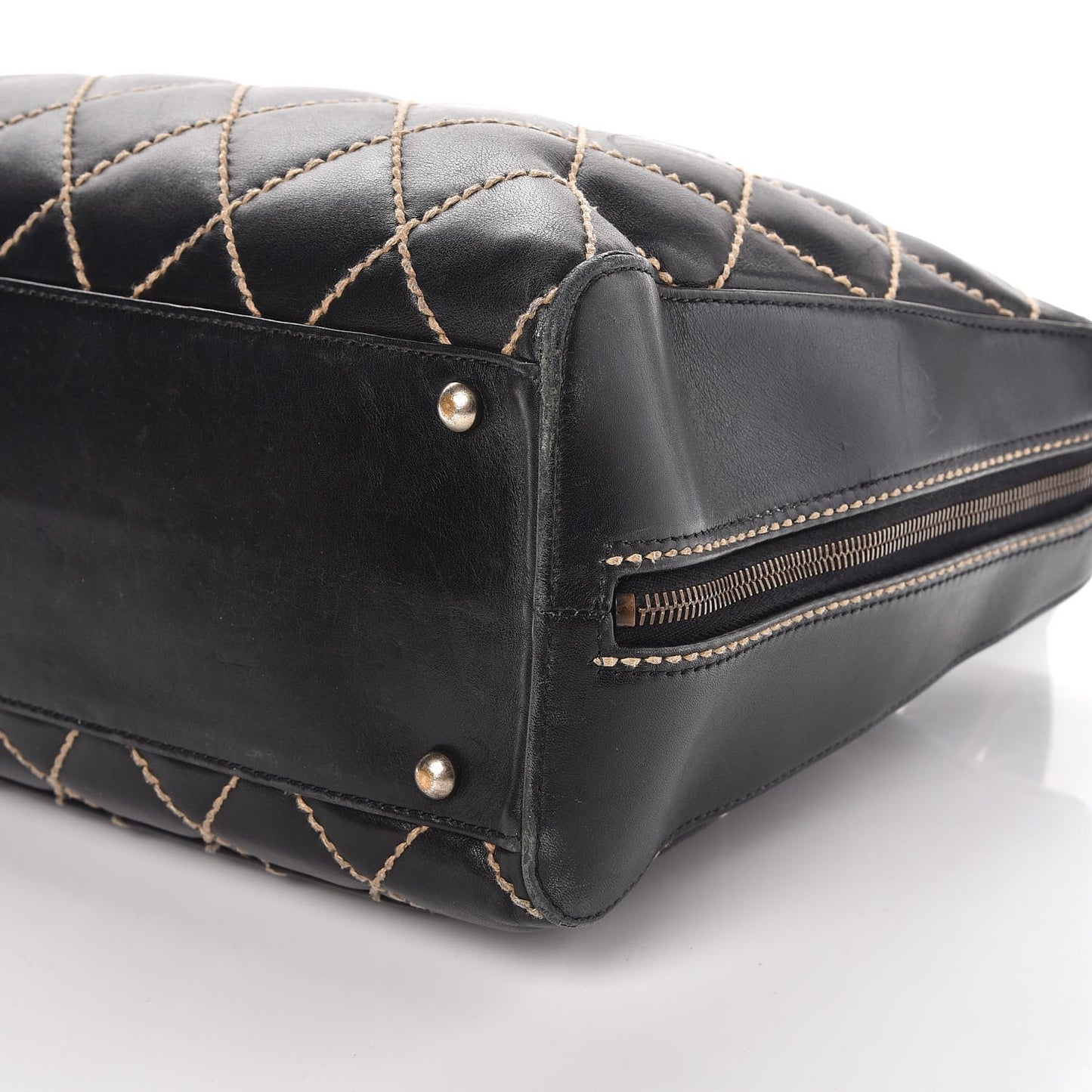 Calfskin Contrast Stitch Surpique Bowler Black