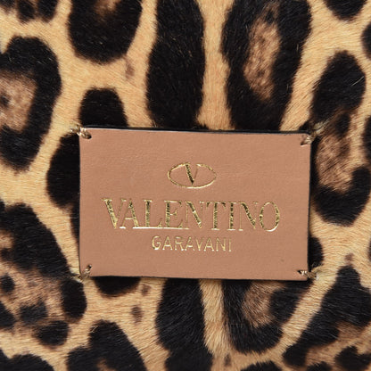 Valentino Garavani Calf Hair Leopard Print Rockstud Shopper Tote Tan 7 of 7