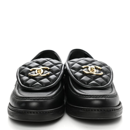 Chanel Lambskin Quilted CC Turnlock Loafers 38 Black 2 of 9