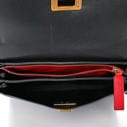 Valentino Garavani Smooth Calfskin Medium Vring Shoulder Bag Rouge Pur Cerise Black 5 of 12