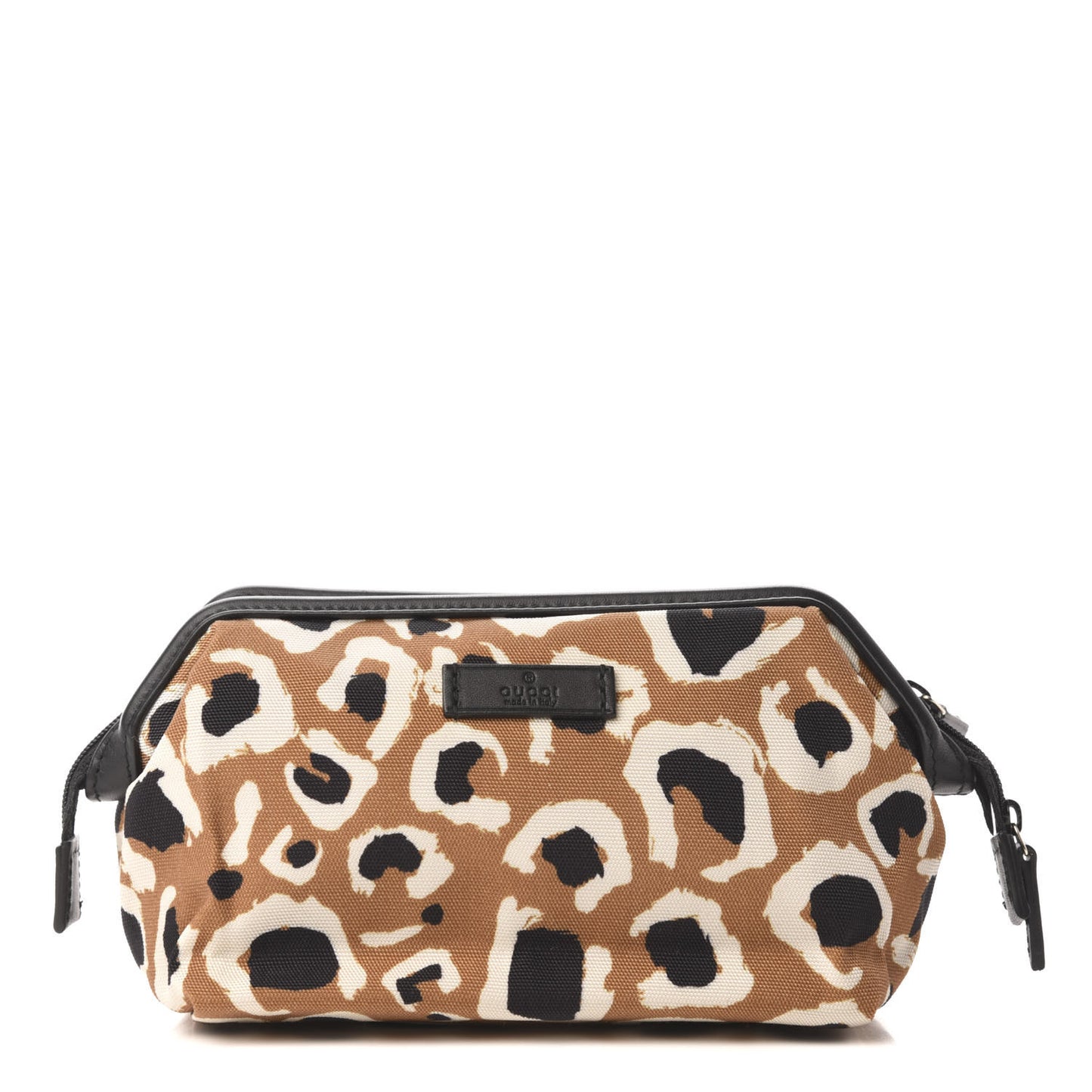 Canvas Leopard Print Cosmetic Pouch Tobacco