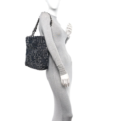 Chanel Denim Patchwork Quilted Chanel 22 Black 2 of 12
