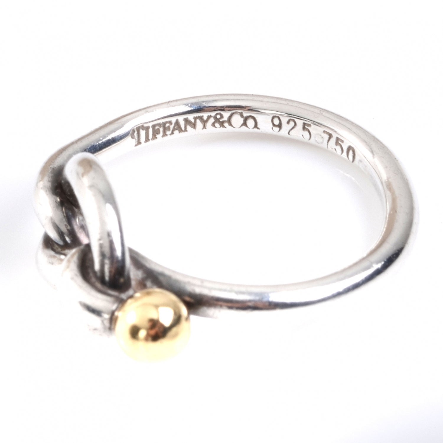 Tiffany Sterling Silver and 18K Yellow Gold Love Knot Ring 4 47093