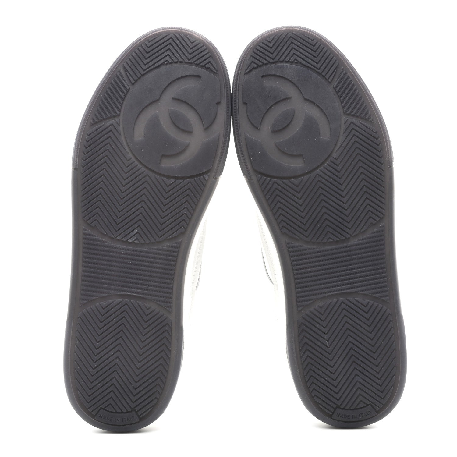 Chanel Calfskin CC Womens Sneakers 38.5 White Black 5 of 8