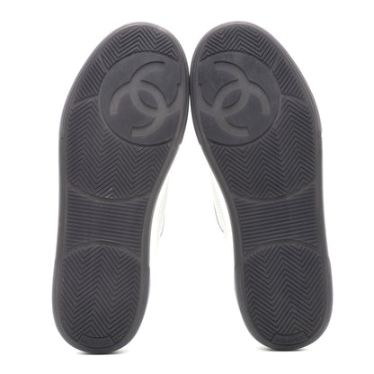 Chanel Calfskin CC Womens Sneakers 38.5 White Black 5 of 8