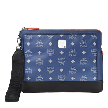 MCM Visetos Reflective Nylon Medium Galaxy Zip Top Wristlet Pouch Estate Blue 1 of 9