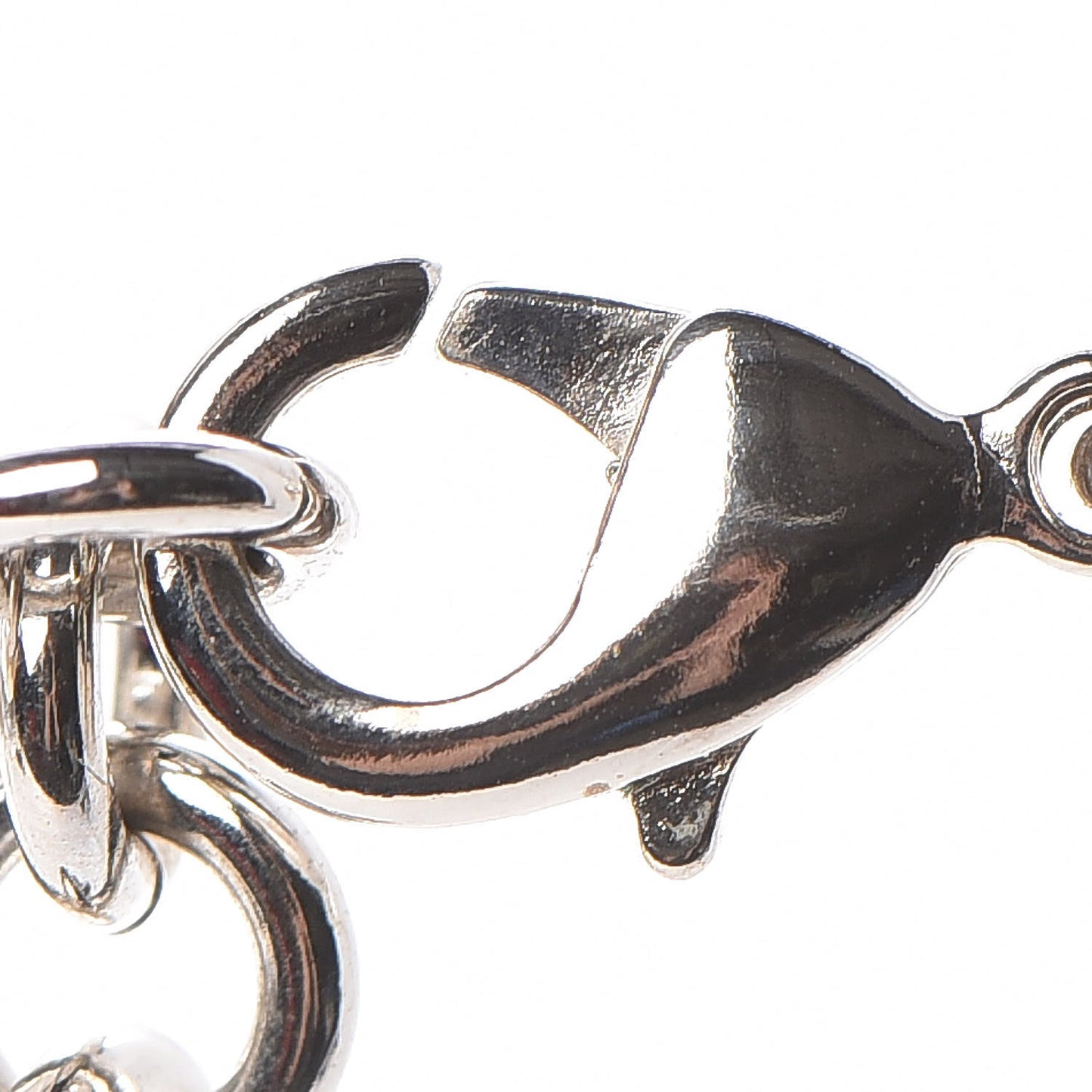 Crystal Pearl CC Long Necklace Silver