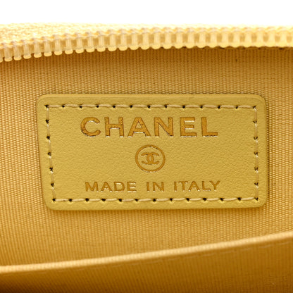 Chanel Caviar Chevron Quilted Boy Zip Around Coin Purse Wallet Yellow 6 of 7