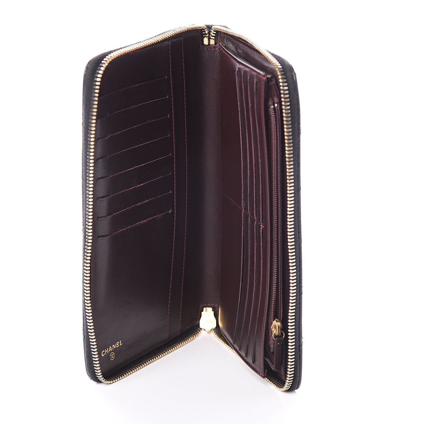 Caviar Quilted Large Zip Around Organizer Wallet Black