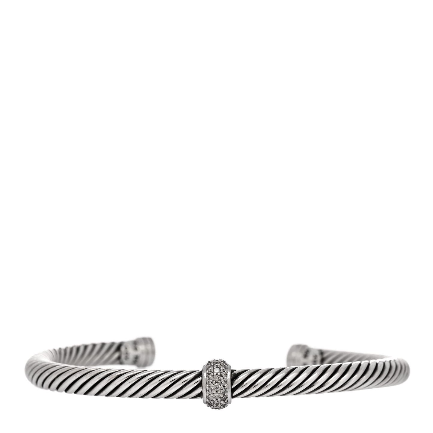 Sterling Silver Diamond 5mm Cable Classics Station Bracelet