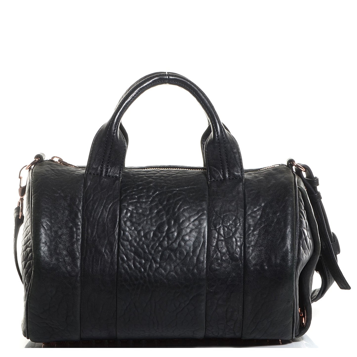 Pebbled Lambskin Rocco Black Rose Gold Hardware