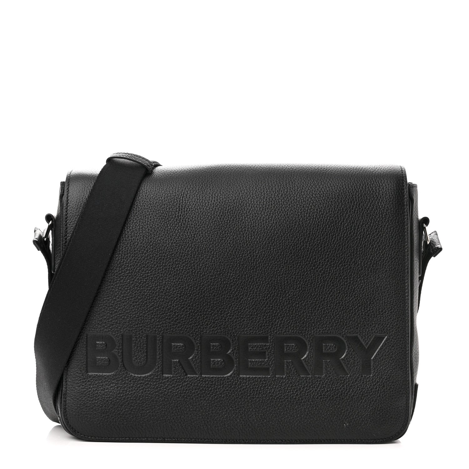 Burberry Grainy Calfskin Embossed Bruno Messenger Black 1 of 9