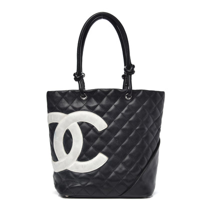 Chanel Calfskin Quilted Medium Cambon Tote Black White 1 of 21