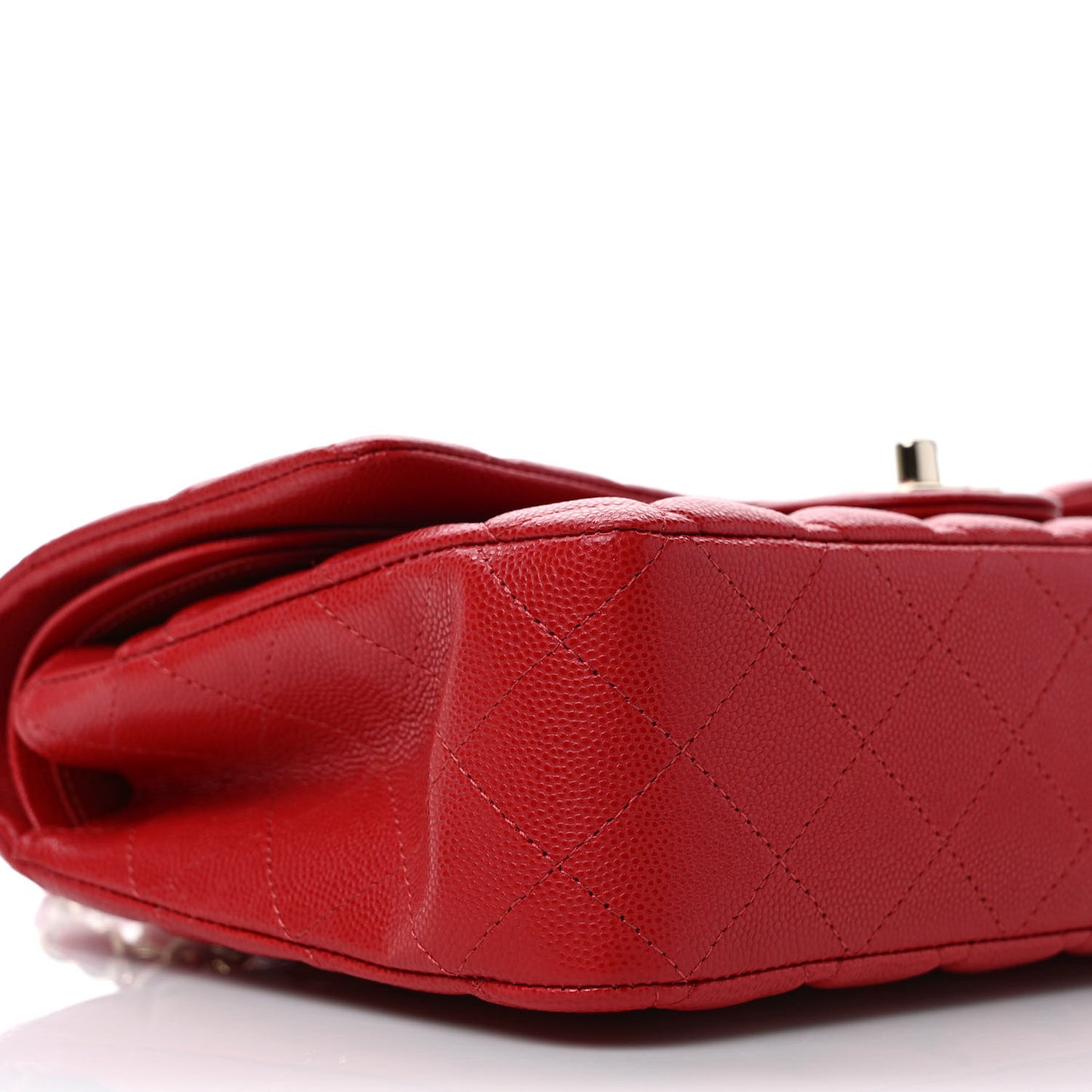 Caviar Quilted Medium Double Flap Red