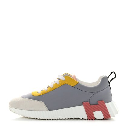 Hermes Technical Canvas Suede Goatskin Bouncing Sneakers 39.5 Gris Multicolor 1 of 11