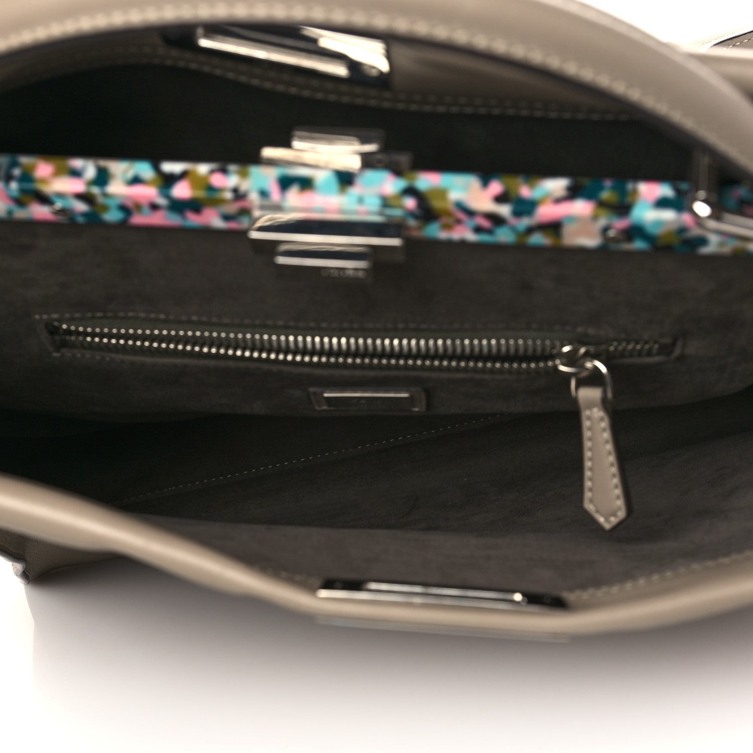 Fendi Vitello Seta Plexiglass Granite Large Peekaboo Iconic Satchel Tortora 6 of 7