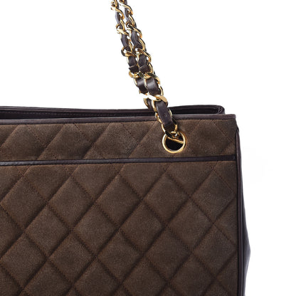 Chanel Suede Quilted Tote Bag Brown 17 of 17