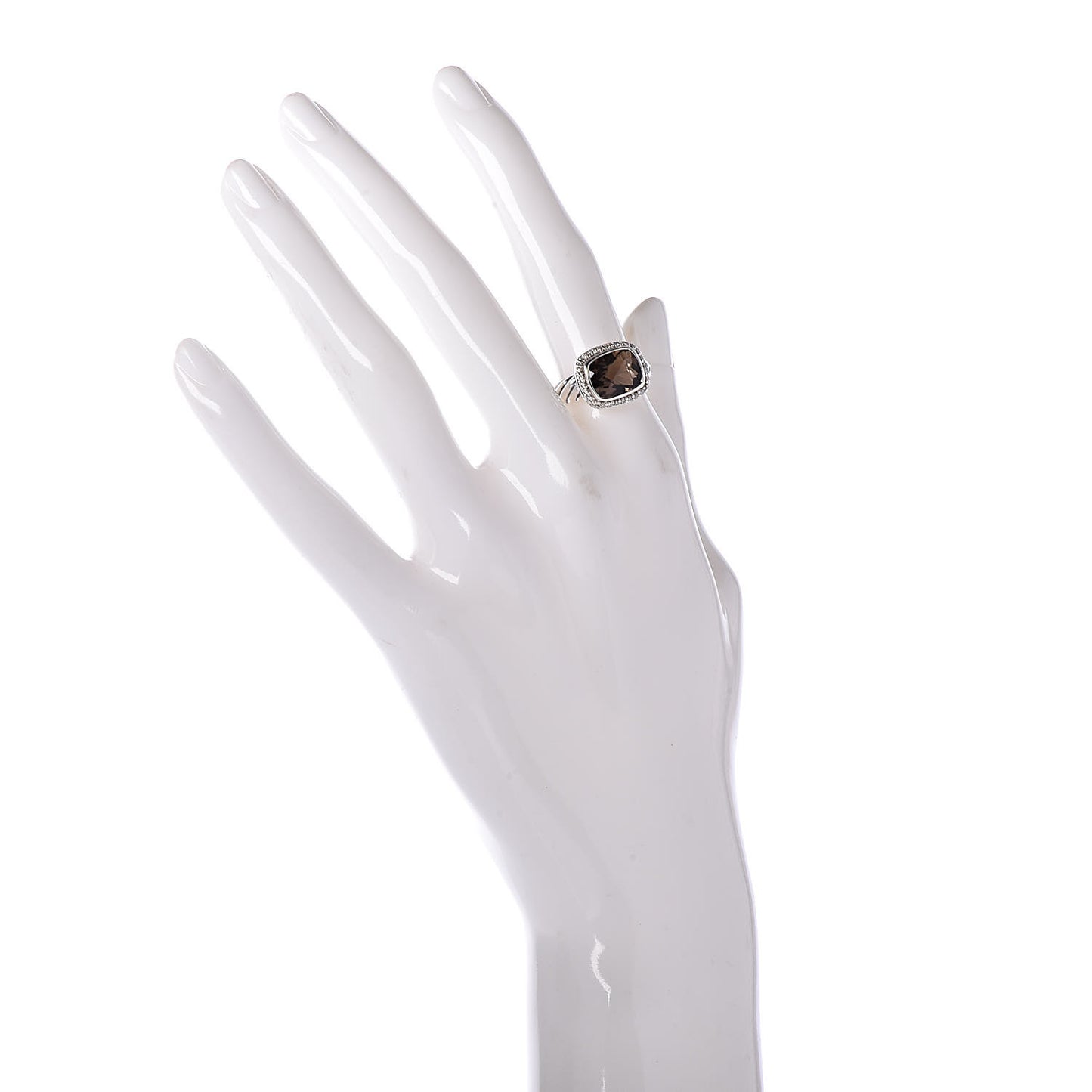 Sterling Silver Diamond Smoky Quartz 10mm Noblesse Ring 51 5.75