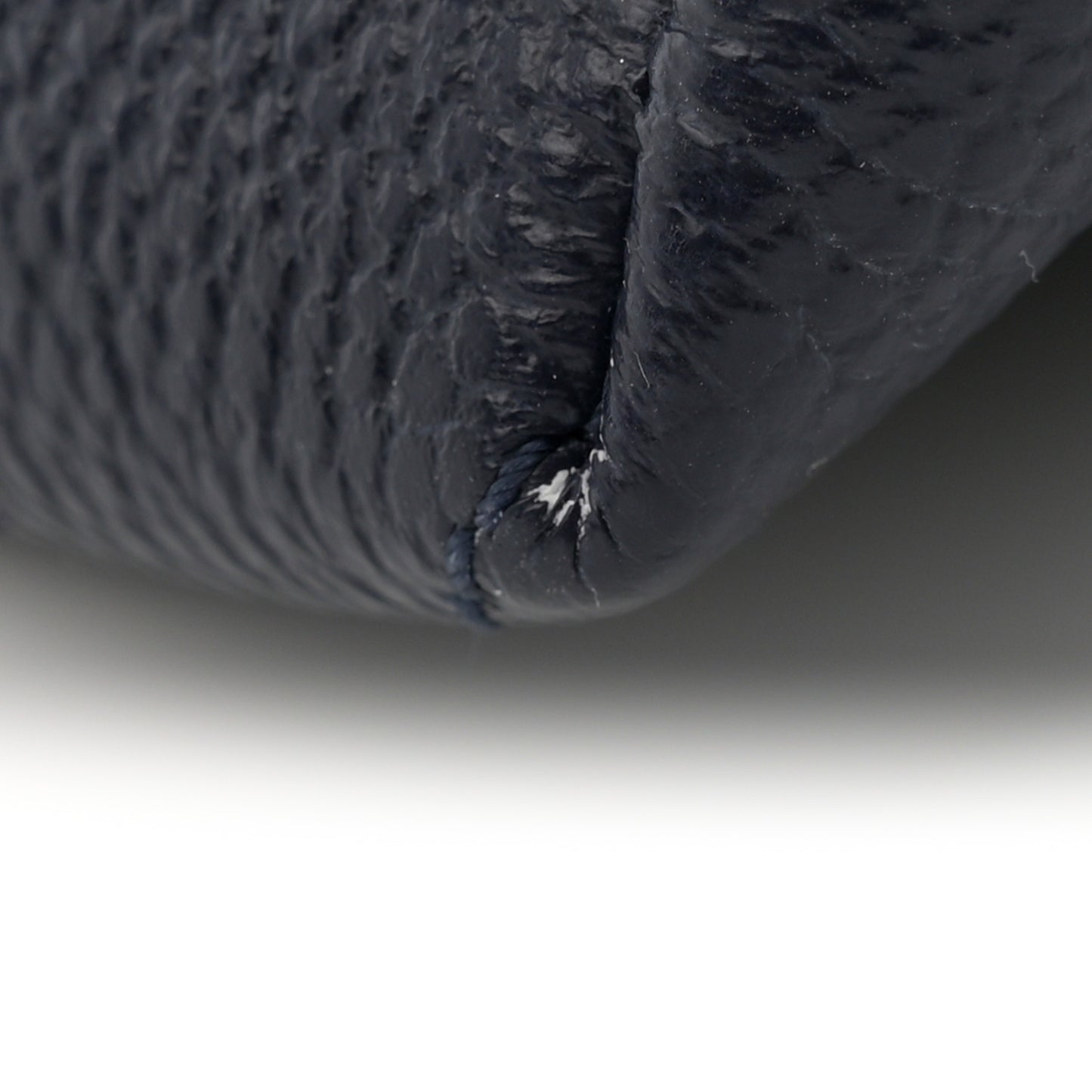 Crumpled Grained Calfskin Zip and Carry Shopping Tote Navy