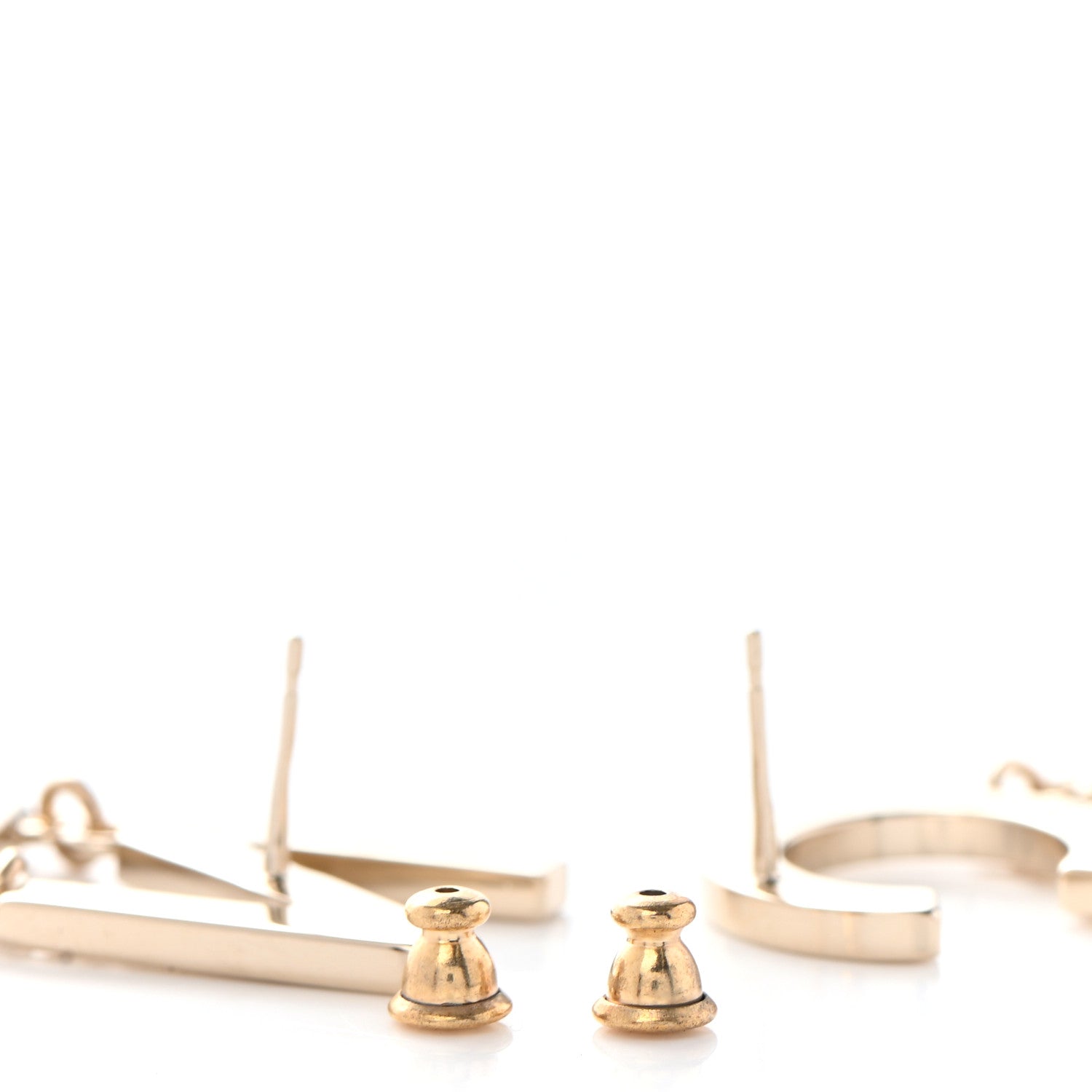 Chanel Metal Cha-Nel Logo Drop Earrings Gold 3 of 4