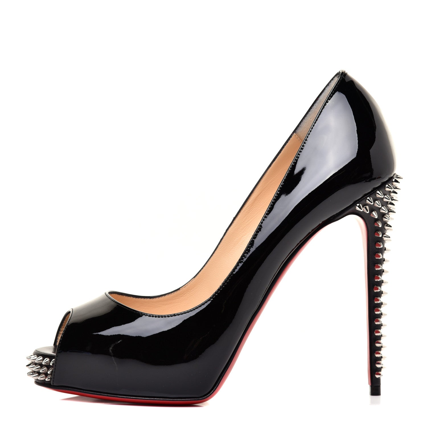 Christian Louboutin Patent New Very Prive Spikes 120 Pumps 37 Black 1 of 9