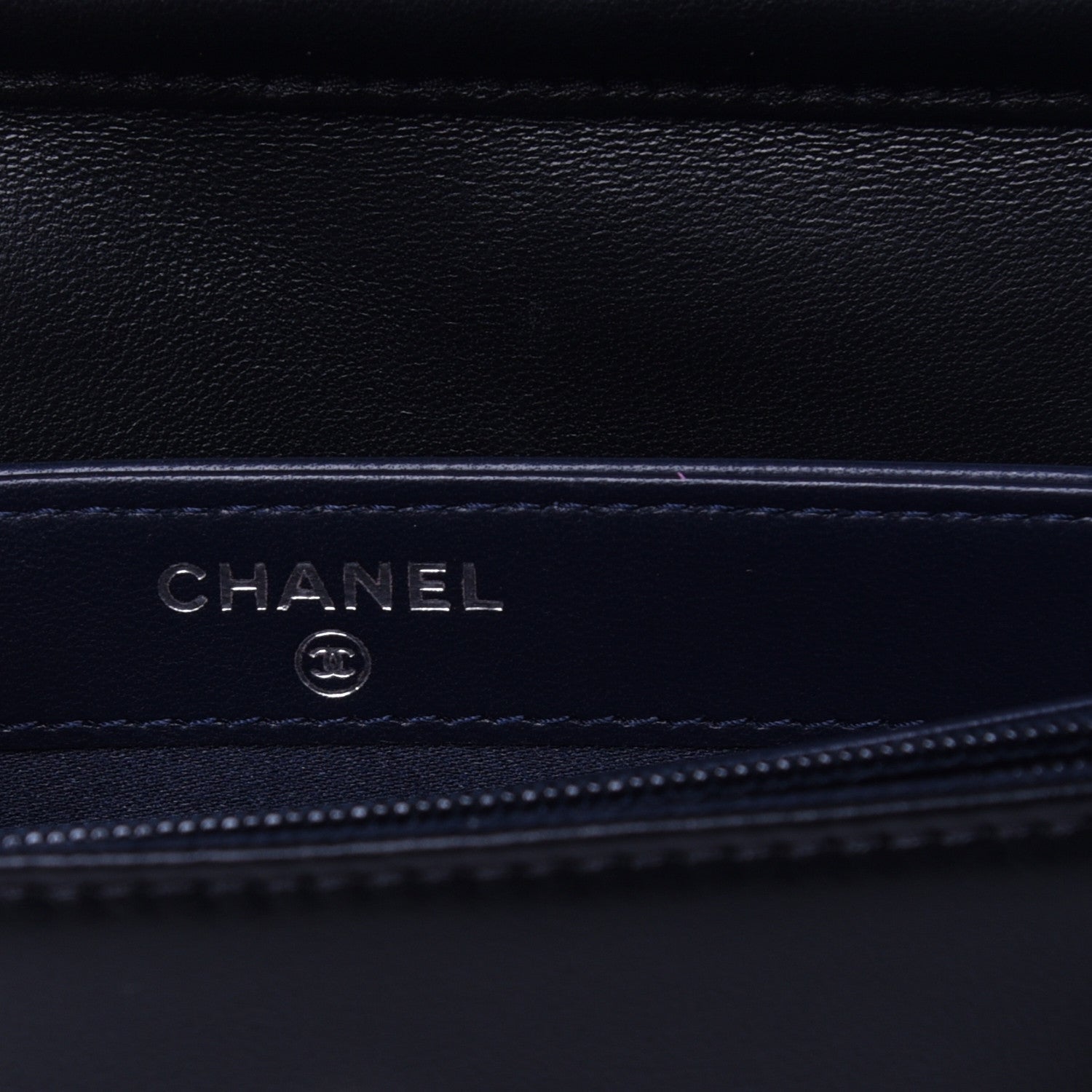 Chanel Lambskin Airlines Wallet On Chain WOC Blue Black Red 10 of 16