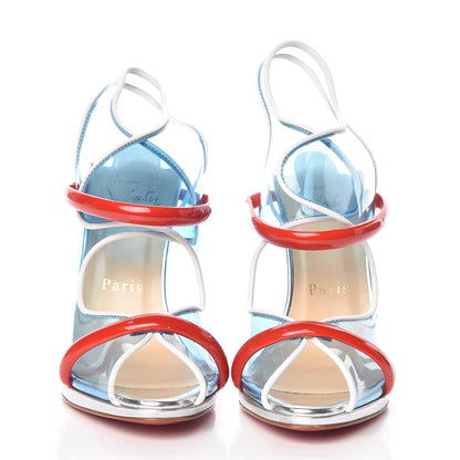 Christian Louboutin PVC Patent Aqua Ronda 120 Sandals Black 36.5 Aquamarine 2 of 9