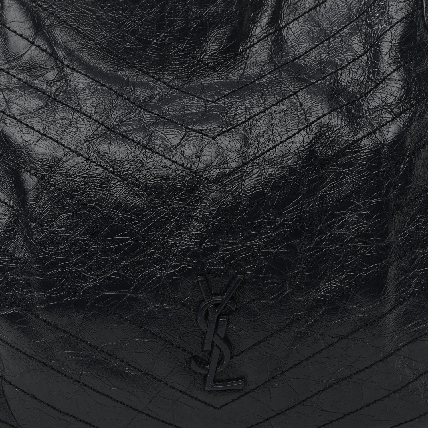 Saint Laurent Crinkled Calfskin Matelasse Monogram Niki Shoulder Bag Deep Marine 9 of 13