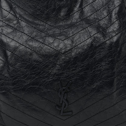 Saint Laurent Crinkled Calfskin Matelasse Monogram Niki Shoulder Bag Deep Marine 9 of 13