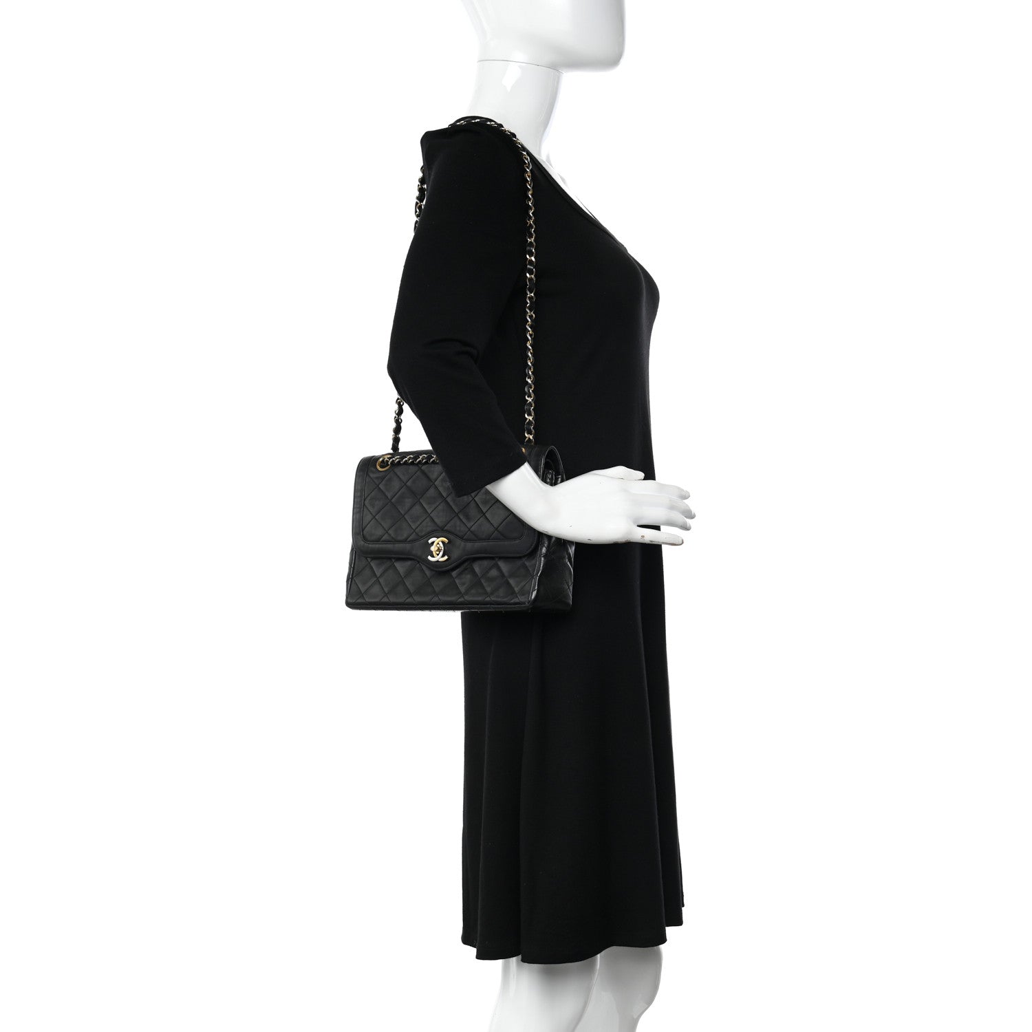 Chanel Lambskin Quilted Medium Double Flap Bag Black 2 of 11