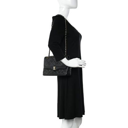 Chanel Lambskin Quilted Medium Double Flap Bag Black 2 of 11